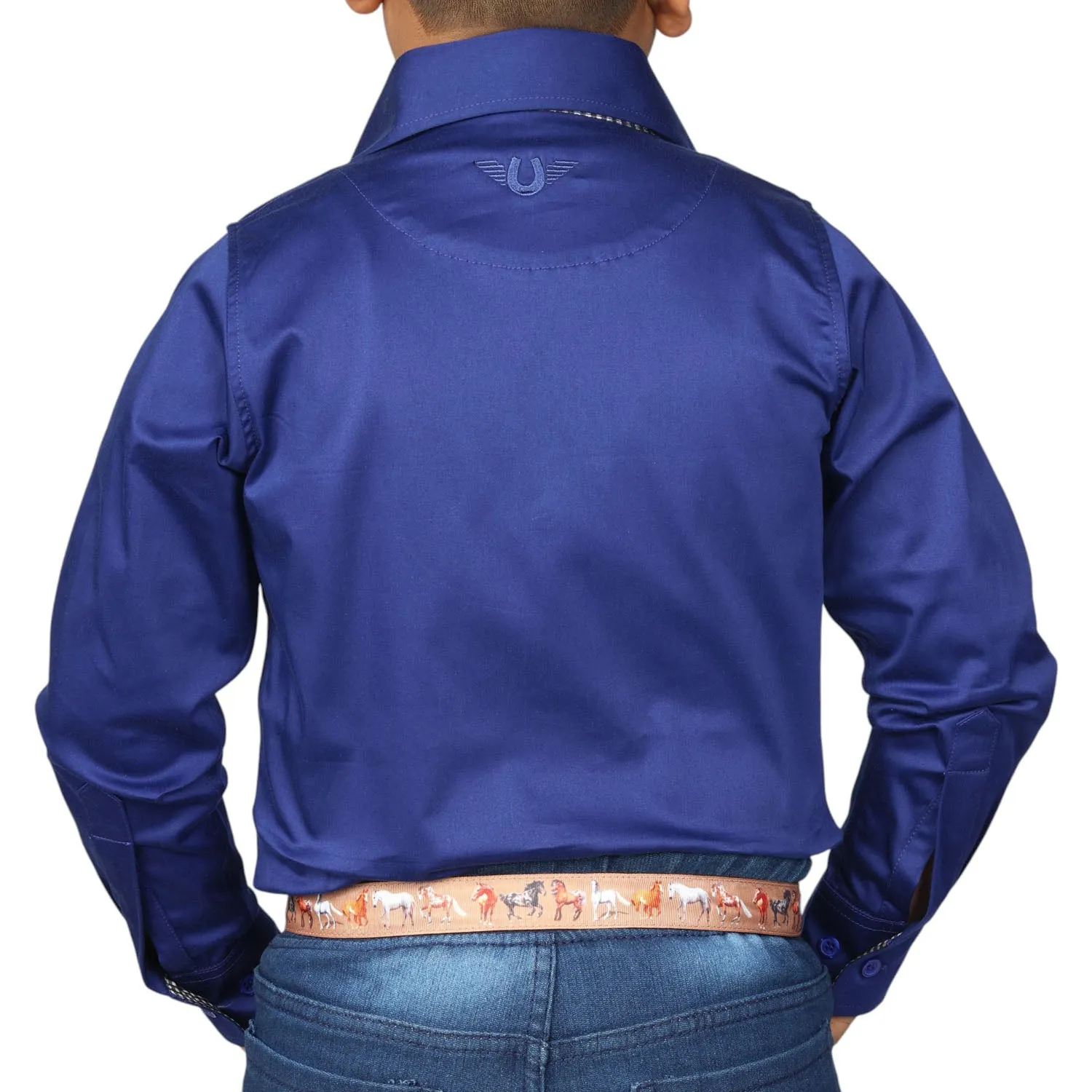 TuffRider ADEY overhemd jongen Royal Blue katoen