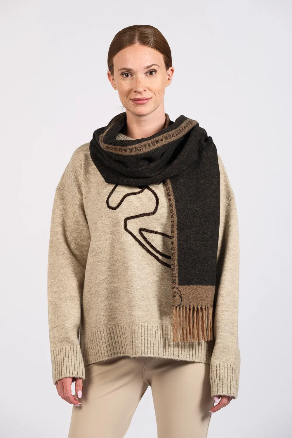 Vestrum Kobe sjaal Pearl Grey cashmere franje