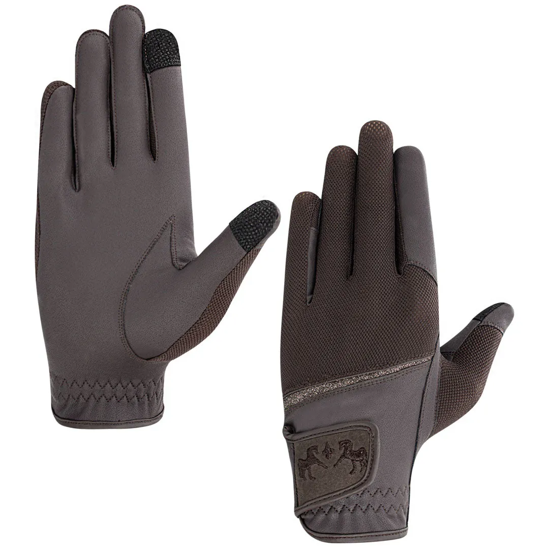 Equine Couture Aerocool Touch Screen rijhandschoenen zwart glitter