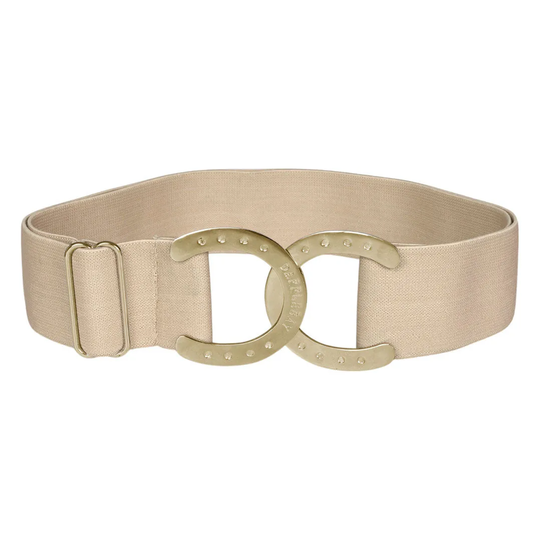 Dapplebay Horse Shoe riem beige goud elastisch