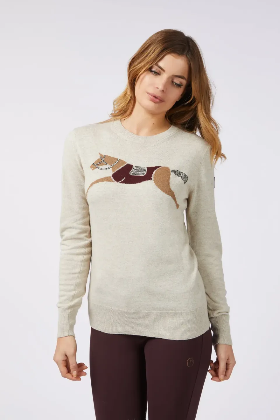 Vestrum Saitama trui dames strass paard zeezout