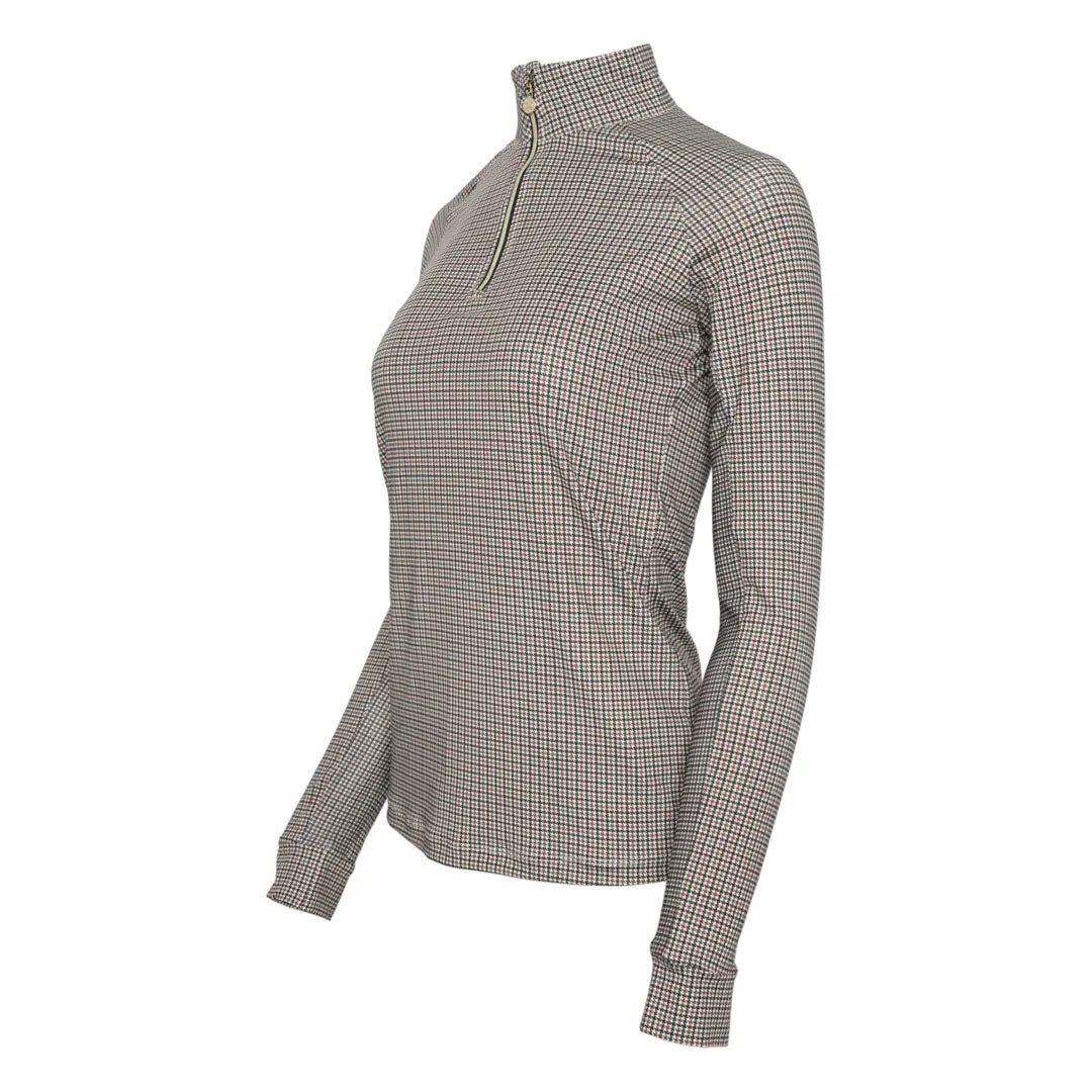 Dapplebay Bay Houndstooth rijshirt 1/4 rits tan XXS