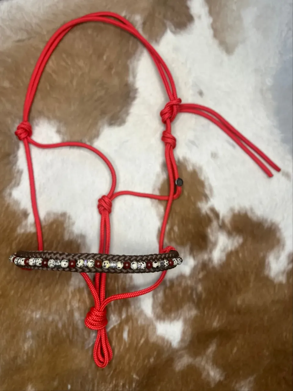 Mushabu Crystal Deluxe Touwhalster Rode Agaat Dalmatier Jaspis