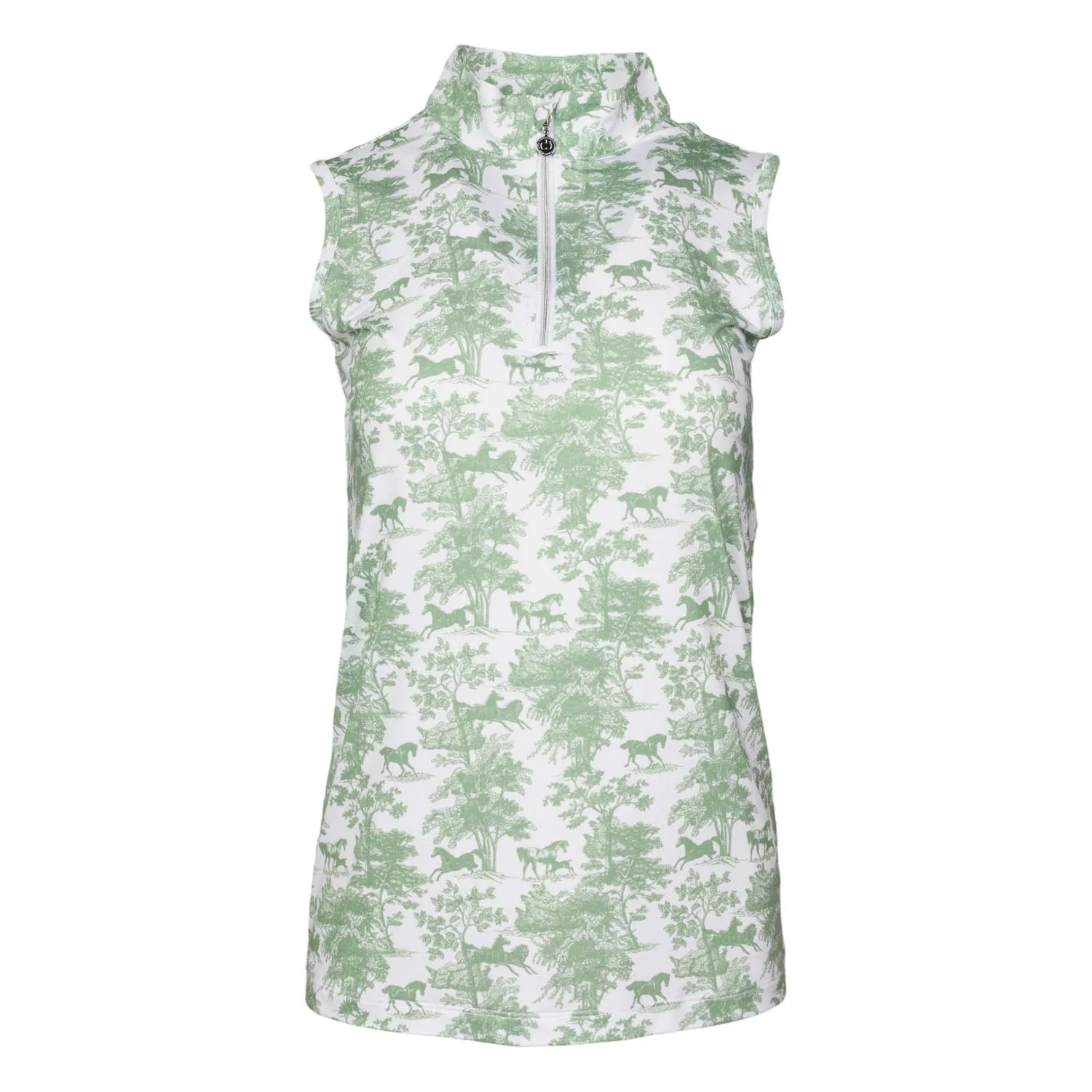Dapplebay Equestrian Toile 1/4 Zip rijtop groen mouwloos