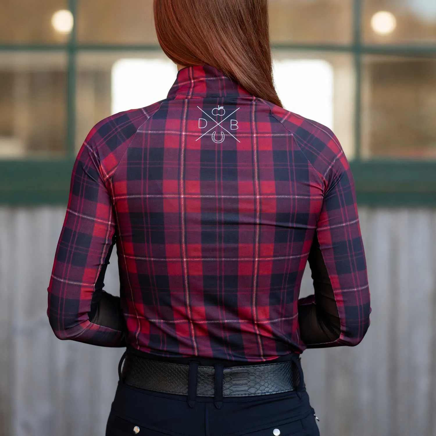 Dapplebay Holiday Plaid 1/4 Zip rijshirt rood XXS licht