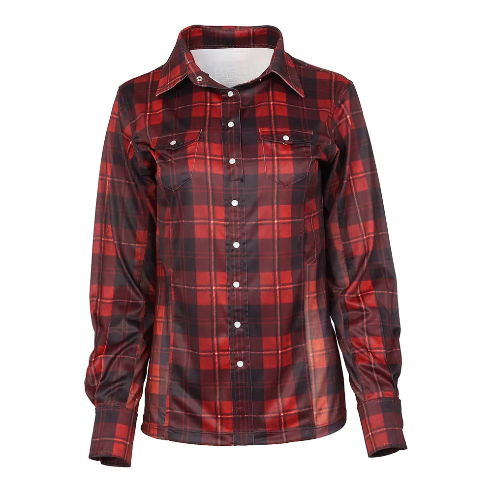 Dapplebay Holiday Plaid westernblouse groen stretch