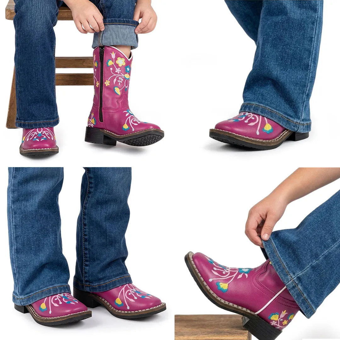 TuffRider Floral Cowgirl kinder westernlaars Hot Pink 12 bloemen