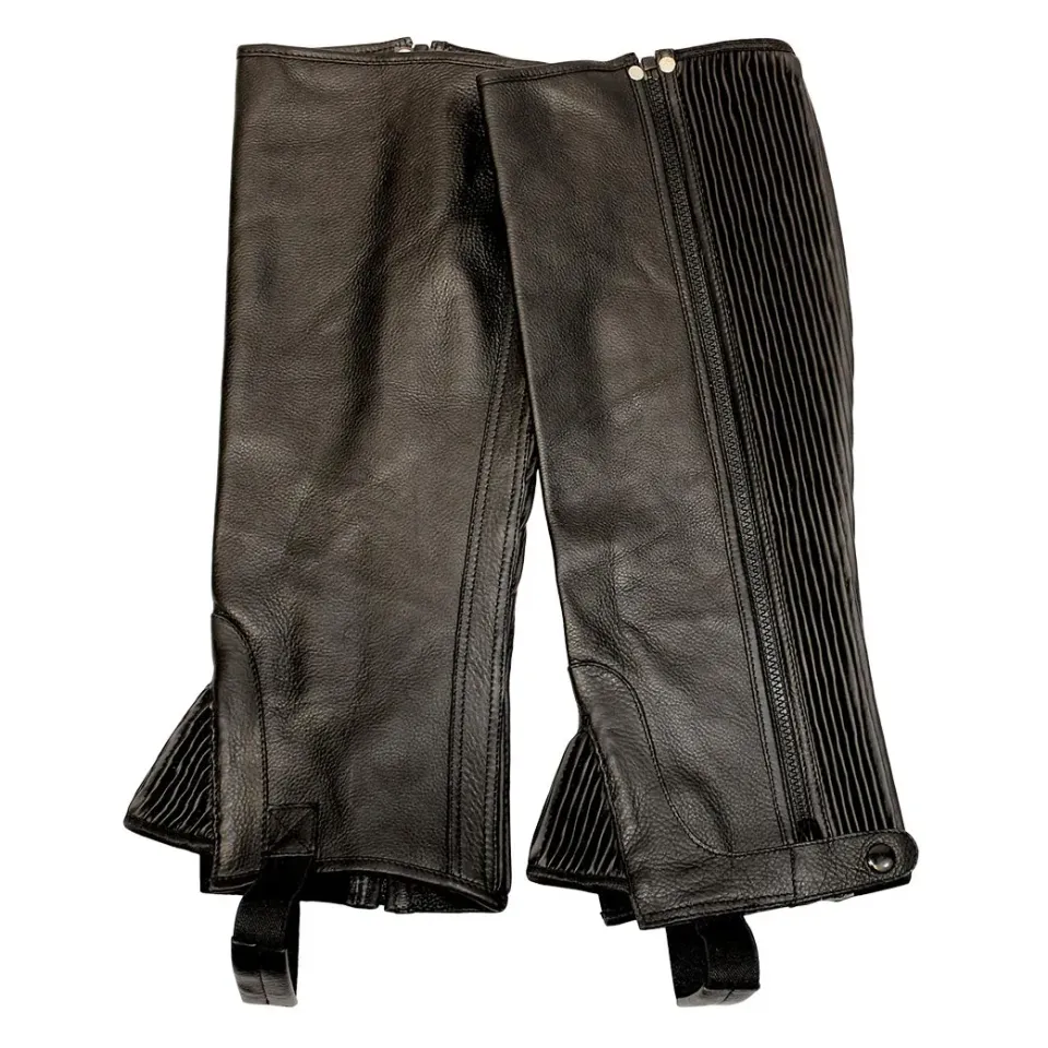 TuffRider Plus Rider chaps Zwart leer Wide