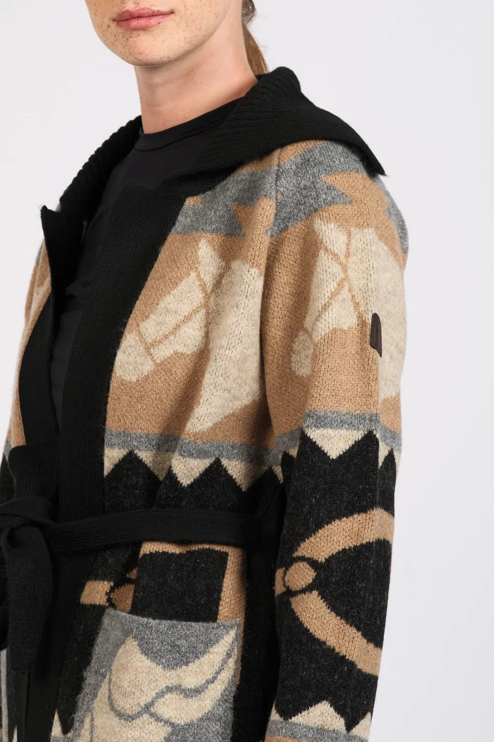 Vestrum Kiel vest dames Black camel met riem all-over