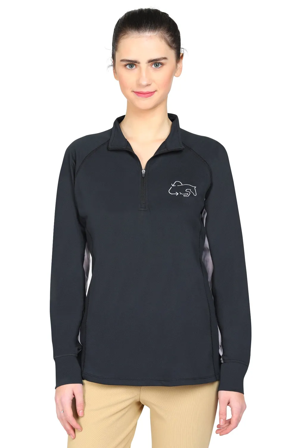 TuffRider EcoRider Denali dames rijshirt mesh grijs