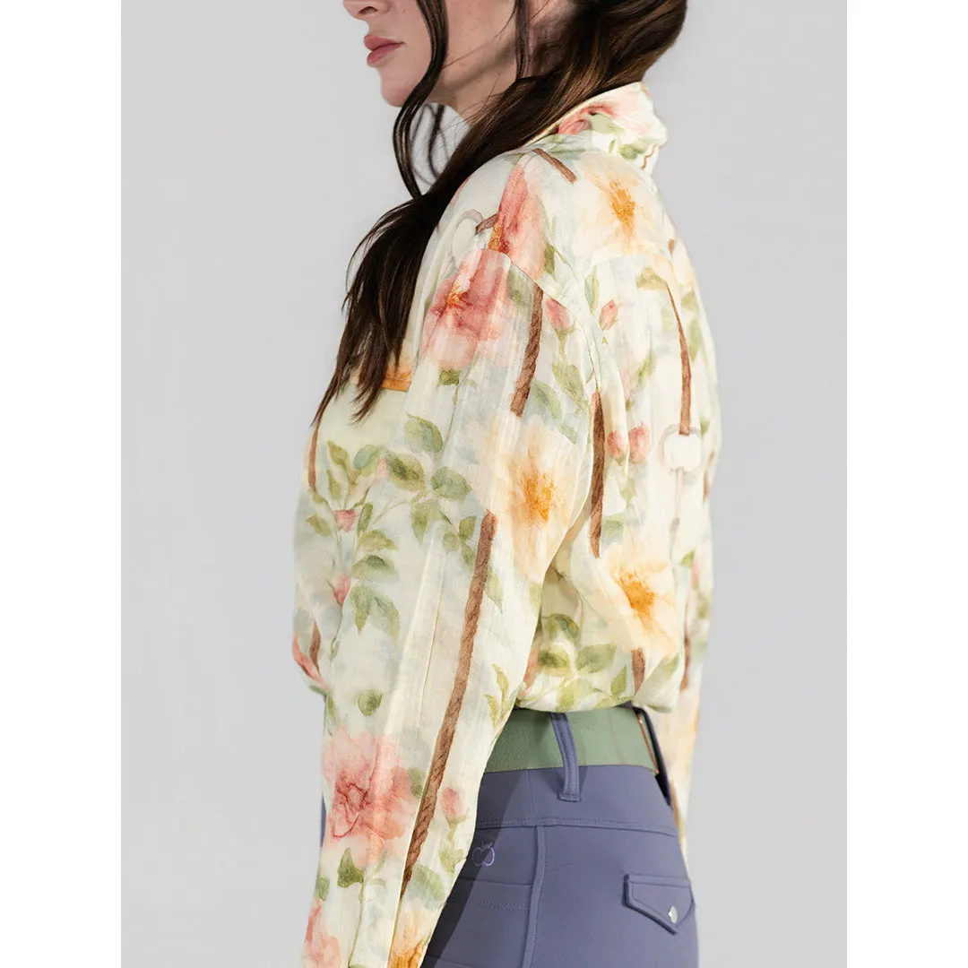 Dapplebay Breezy Button Up blouse tan vintage floral katoen