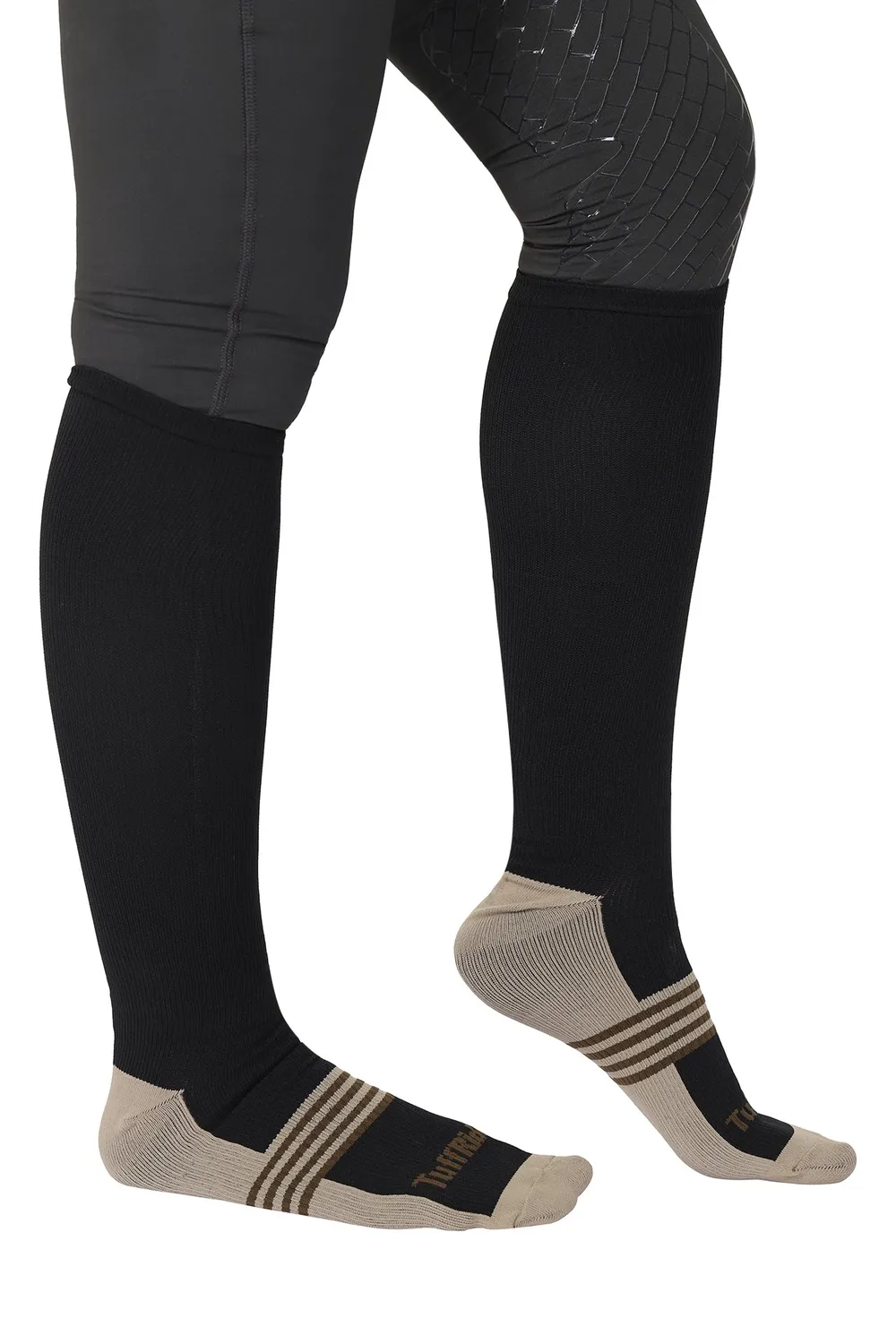 TuffRider Compression rijsokken Zwart Beige