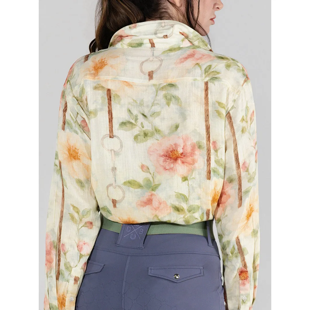 Dapplebay Breezy Button Up blouse tan vintage floral katoen