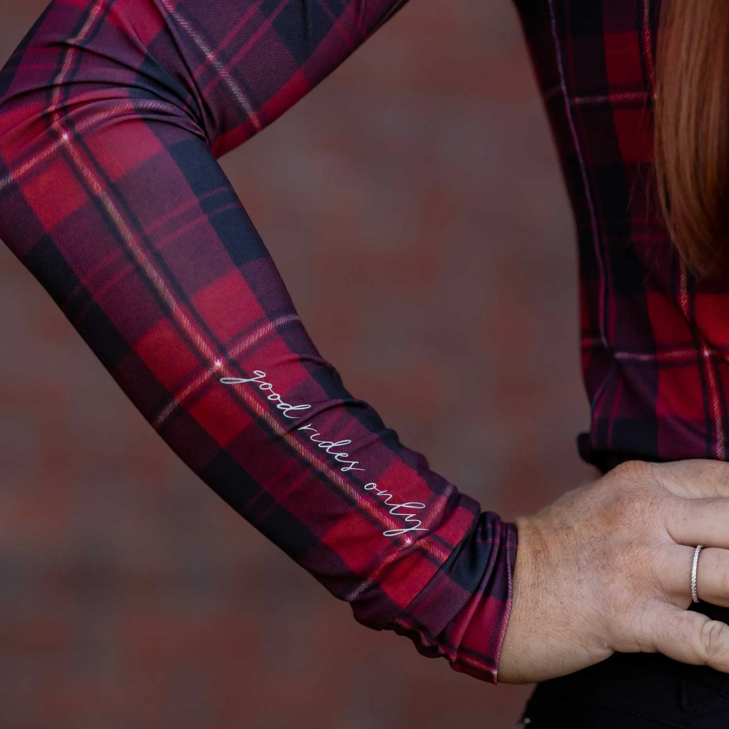 Dapplebay Holiday Plaid 1/4 Zip rijshirt rood XXS licht