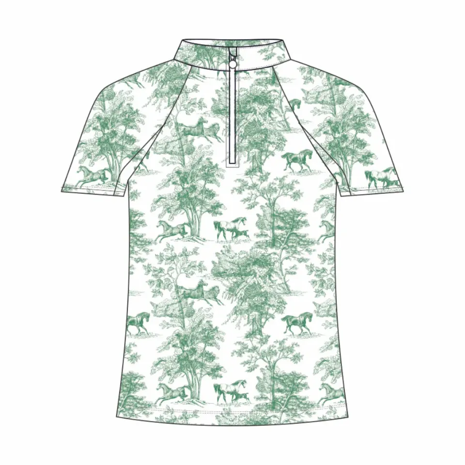 Dapplebay Toile 1/4 Zip kinder rijshirt groen