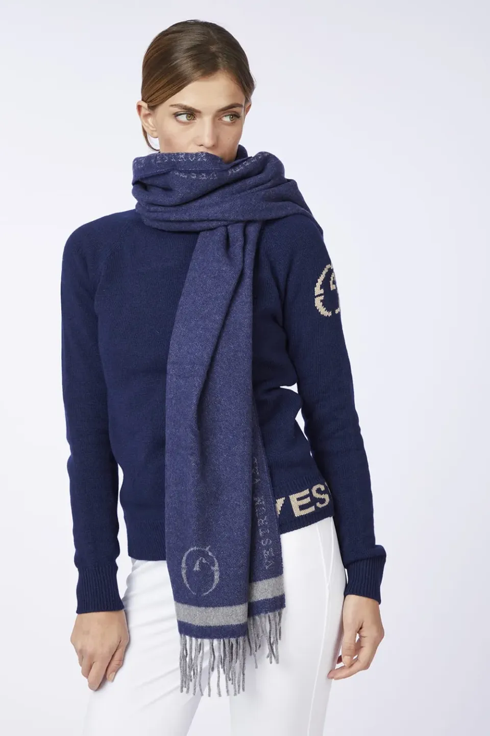 Vestrum Esine sjaal blue navy kasjmier