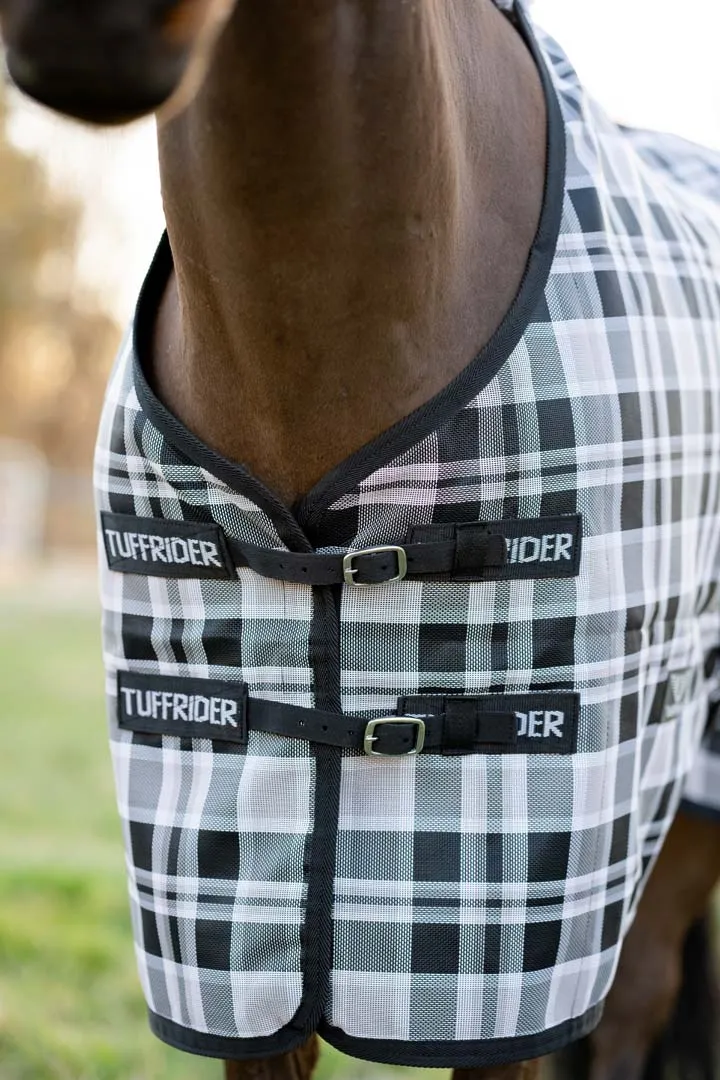 TuffRider FlyShield vliegendeken zwart grijs schoudervoering