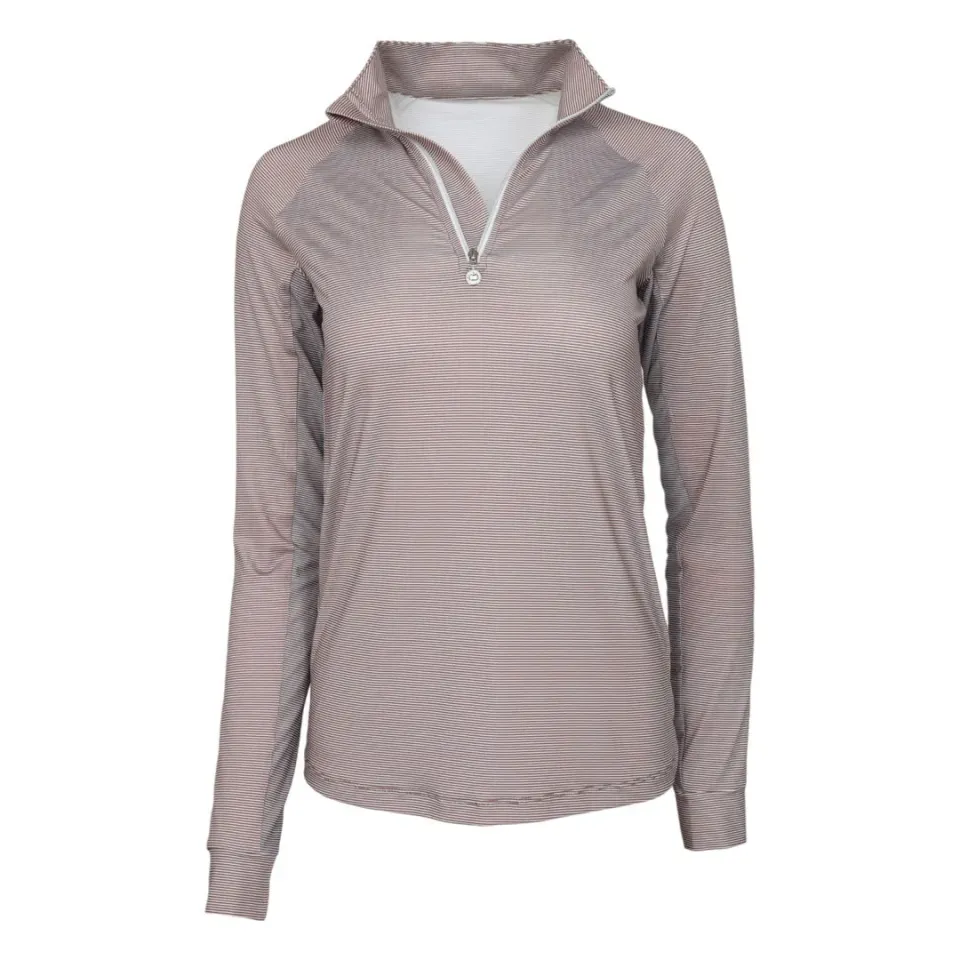 Dapplebay Stripe 1/4 Zip rijshirt Chestnut zonbescherming