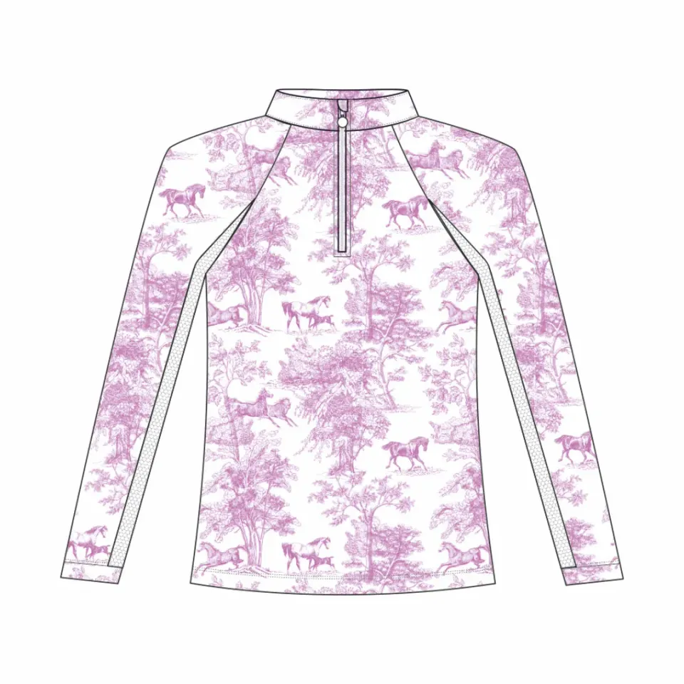 Dapplebay Equestrian Toile 1/4 Zip rijshirt roze 4-5 ice feel