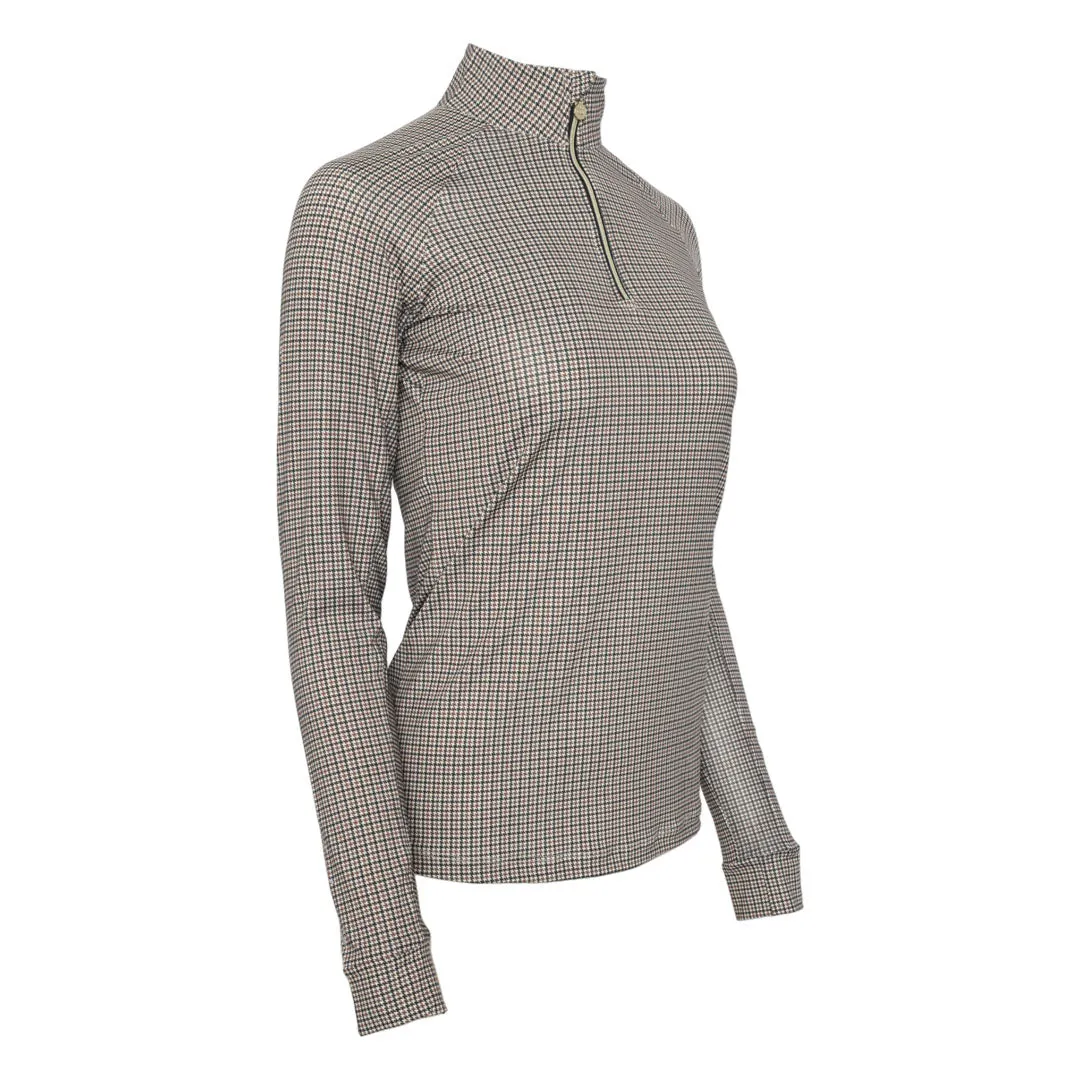 Dapplebay Bay Houndstooth rijshirt 1/4 rits tan XXS