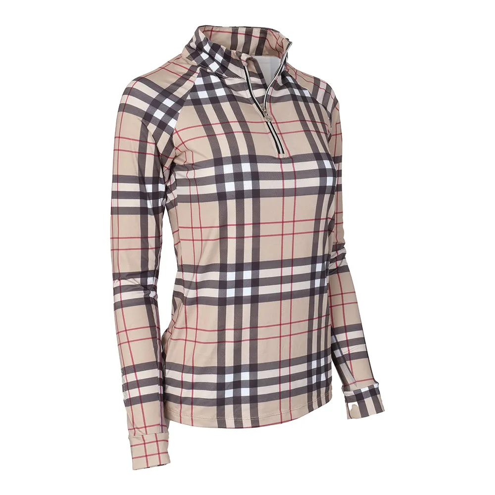 Dapplebay Holiday Plaid dames rijkleding top 1/4 rits tan