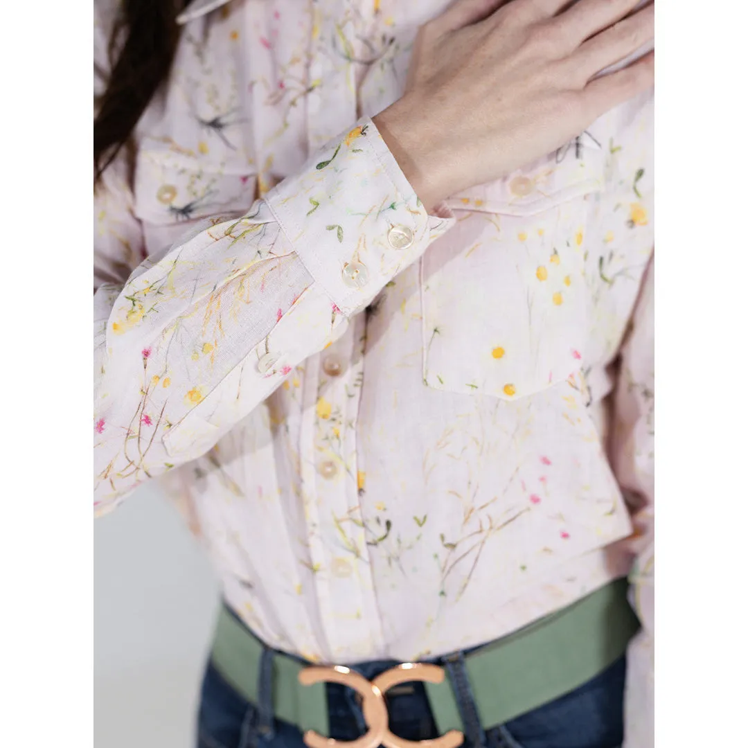 Dapplebay Breezy Button Up Dragonfly Meadow blouse lichtroze katoen