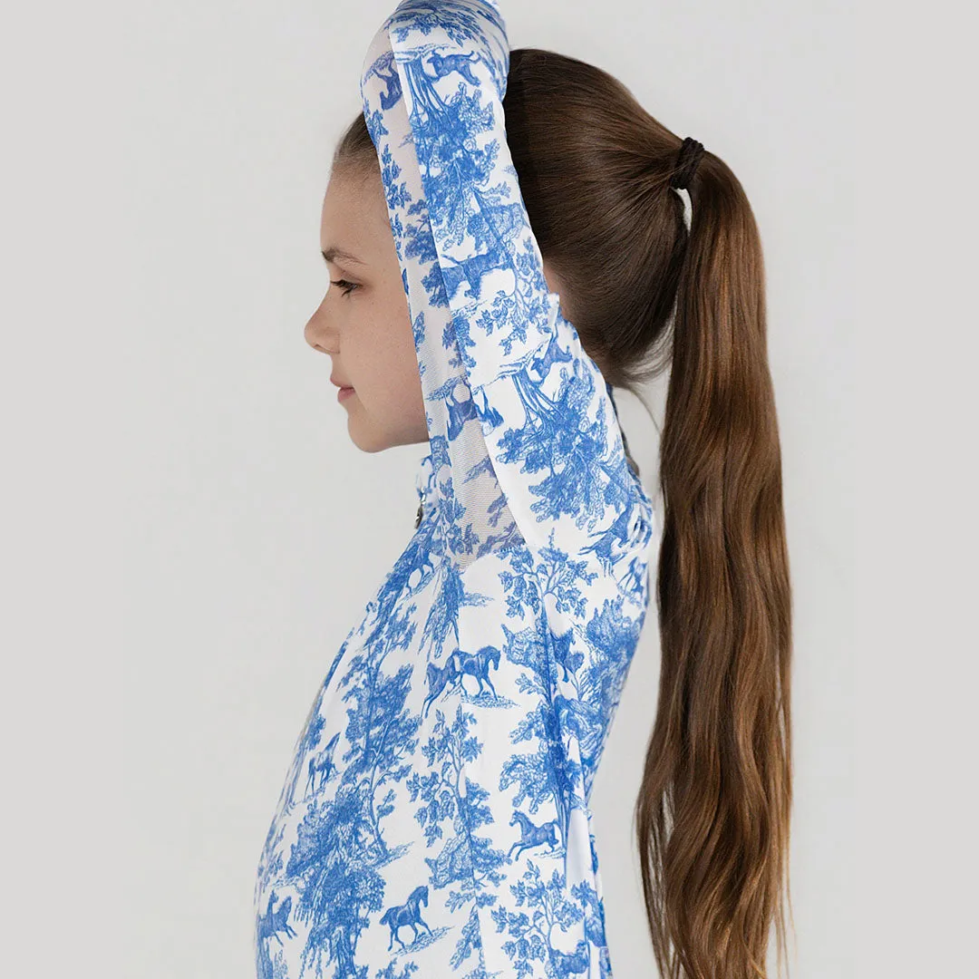 Dapplebay Equestrian Toile strikids blauw quarter-zip ijsstof