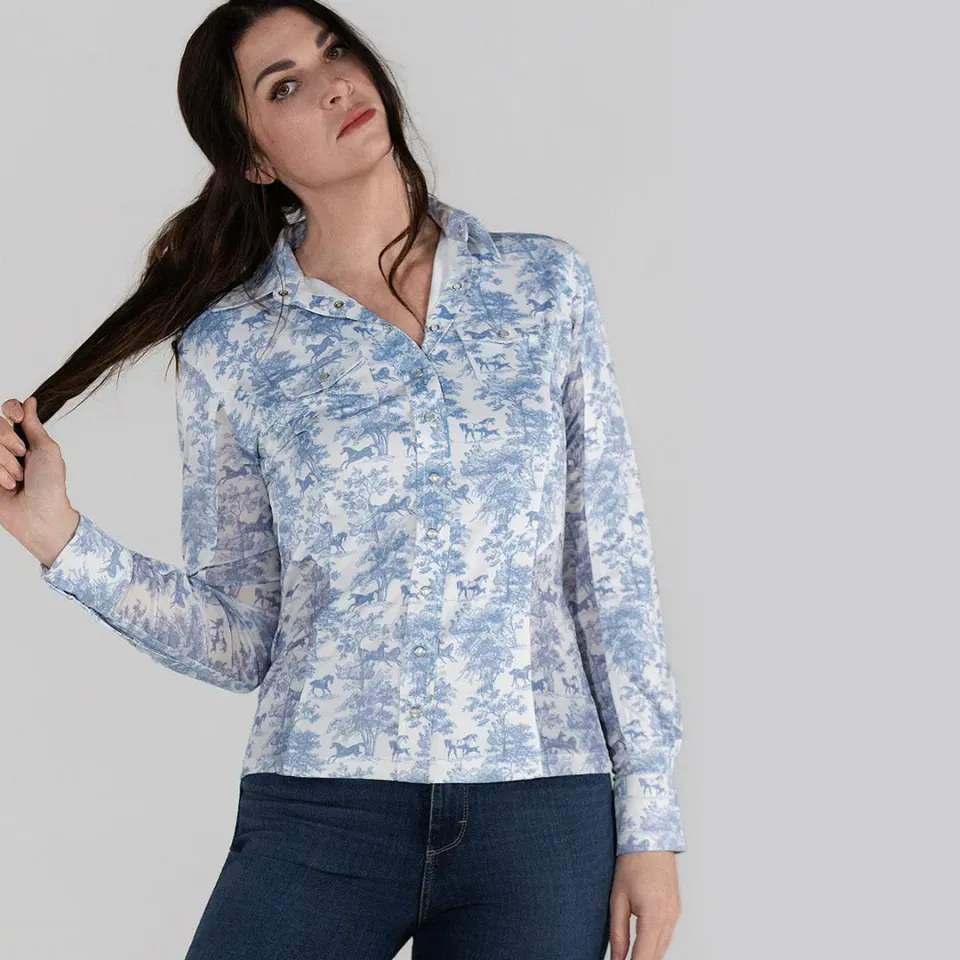Dapplebay Equestrian Toile western blouse moonrise stretch