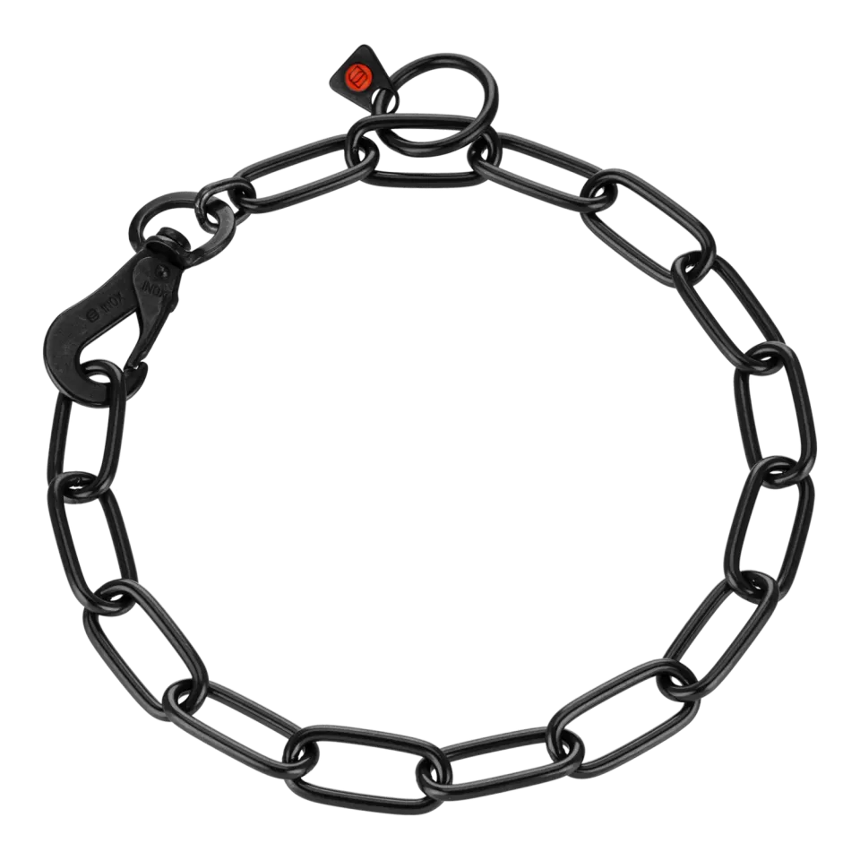 HS Sprenger Honden Halsketting RVS Zwart 4 mm Langschalmig
