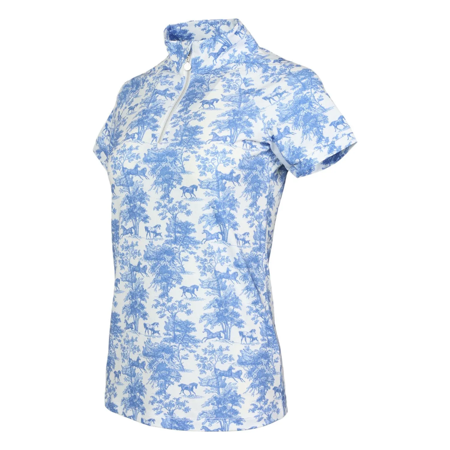 Dapplebay Equestrian Toile 1/4 zip rijtop blauw wit