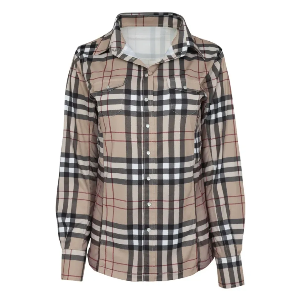 Dapplebay Holiday Plaid westernblouse groen stretch