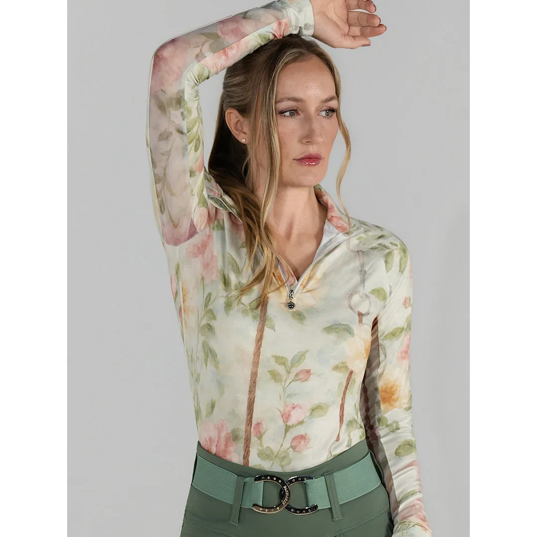 Dapplebay Vintage Floral rijshirt 1/4 zip lange mouw bloemen