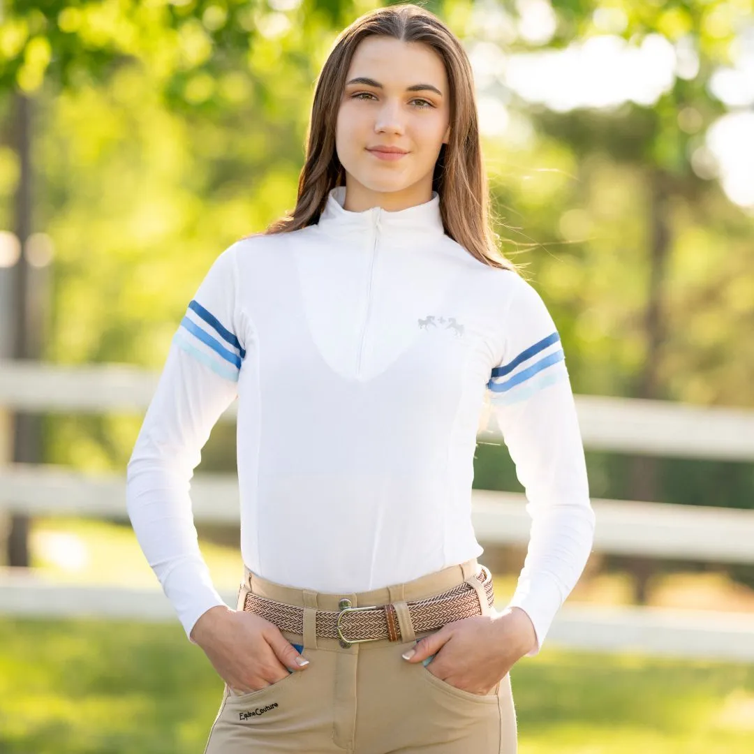 Equine Couture Gradient wedstrijdshirt wit-rood lange mouw