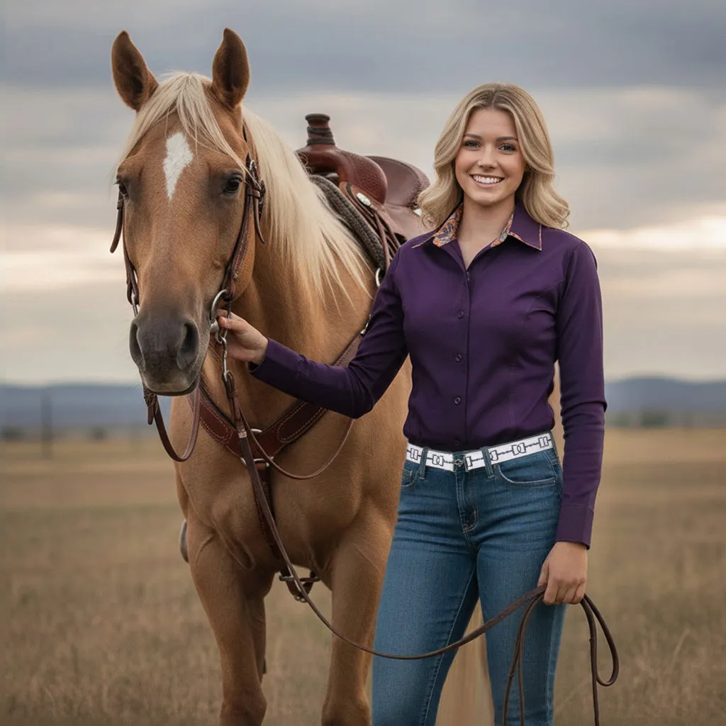 TuffRider ADEY Double Collar rijblouse Plum XS meisjes
