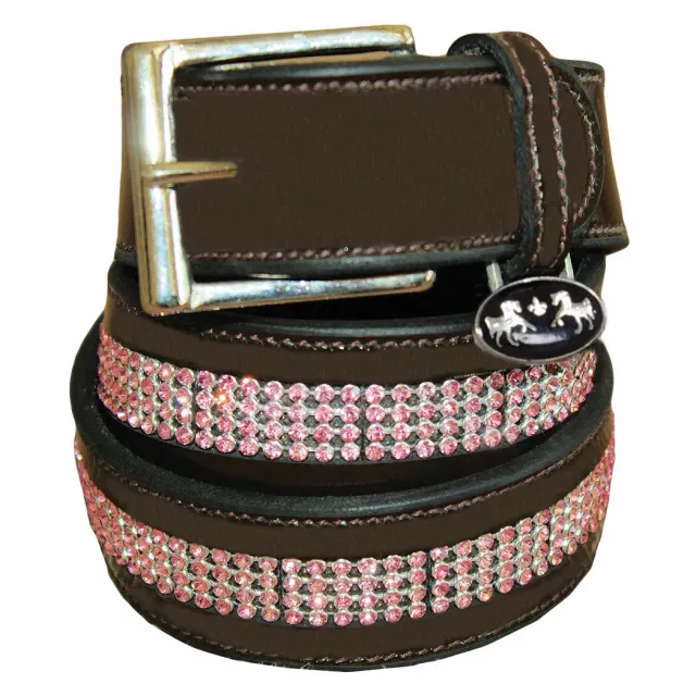 Equine Couture Bling Leather riem havana jade strass