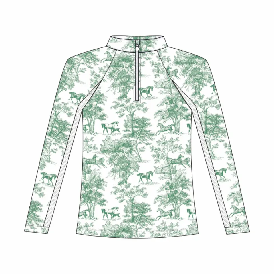 Dapplebay Equestrian Toile rijshirt 1/4 zip groen kids