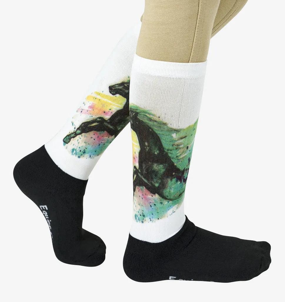 Equine Couture OTC laarzensokken kind print kniekousen