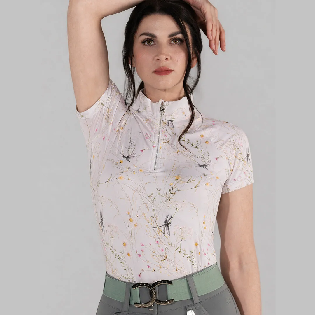 Dapplebay Dragonfly Meadow rijshirt 1/4 zip lichtroze