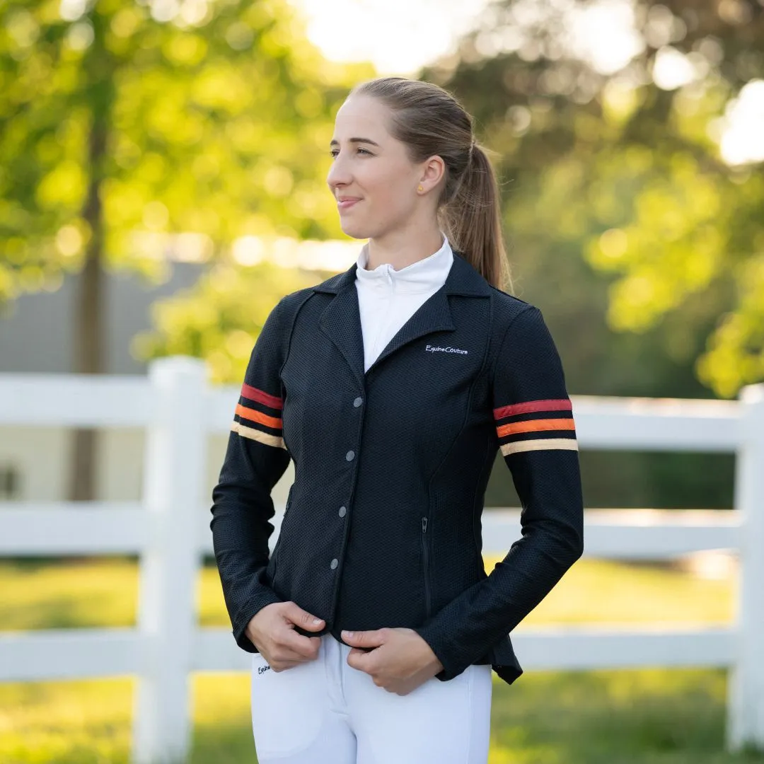 Equine Couture EquiVent Gradient wedstrijdjas zwart-rood mesh