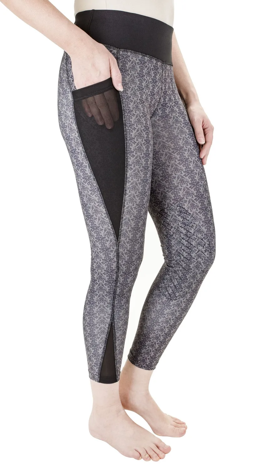 TuffRider Minerva Damask rijlegging zwart grijs silicone