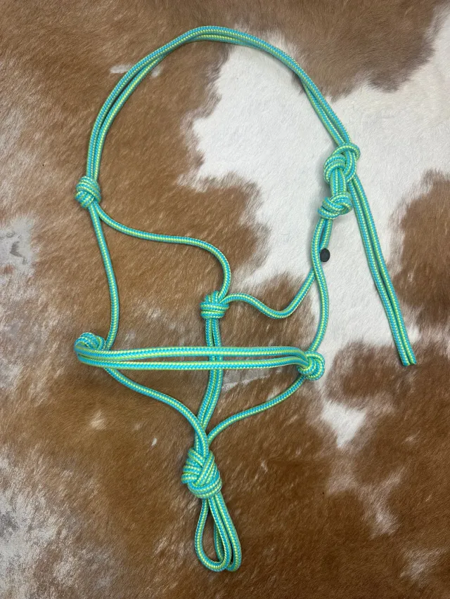 Mushabu Basic touwhalster Shet turquoise limegroen