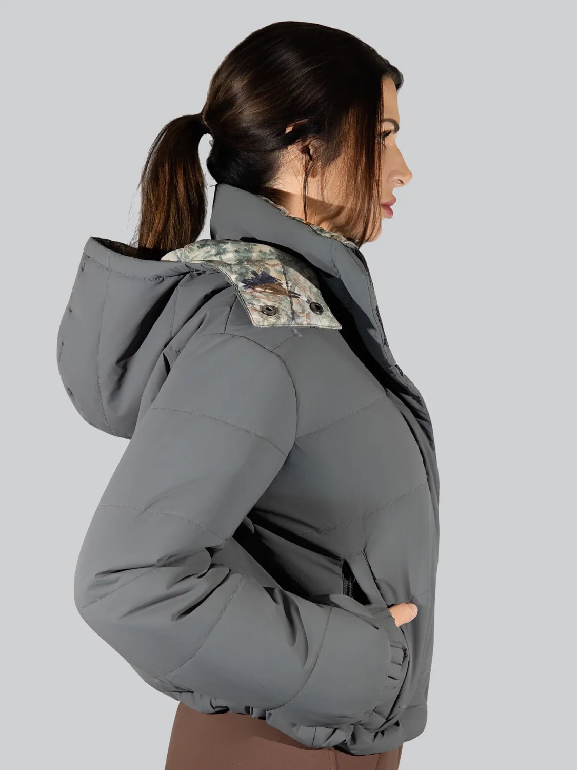Dapplebay Reversible Puffer Jas Grafiet omkeerbaar