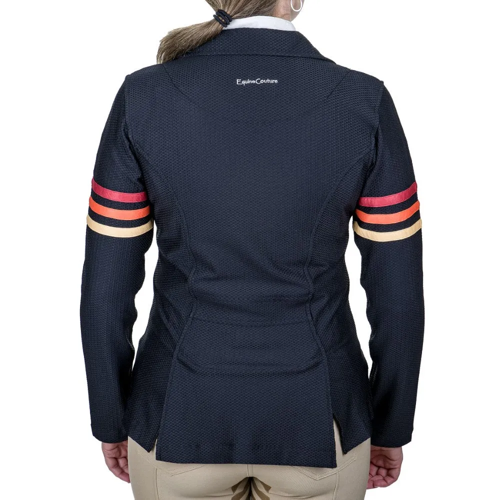 Equine Couture EquiVent Gradient wedstrijdjas zwart-rood mesh