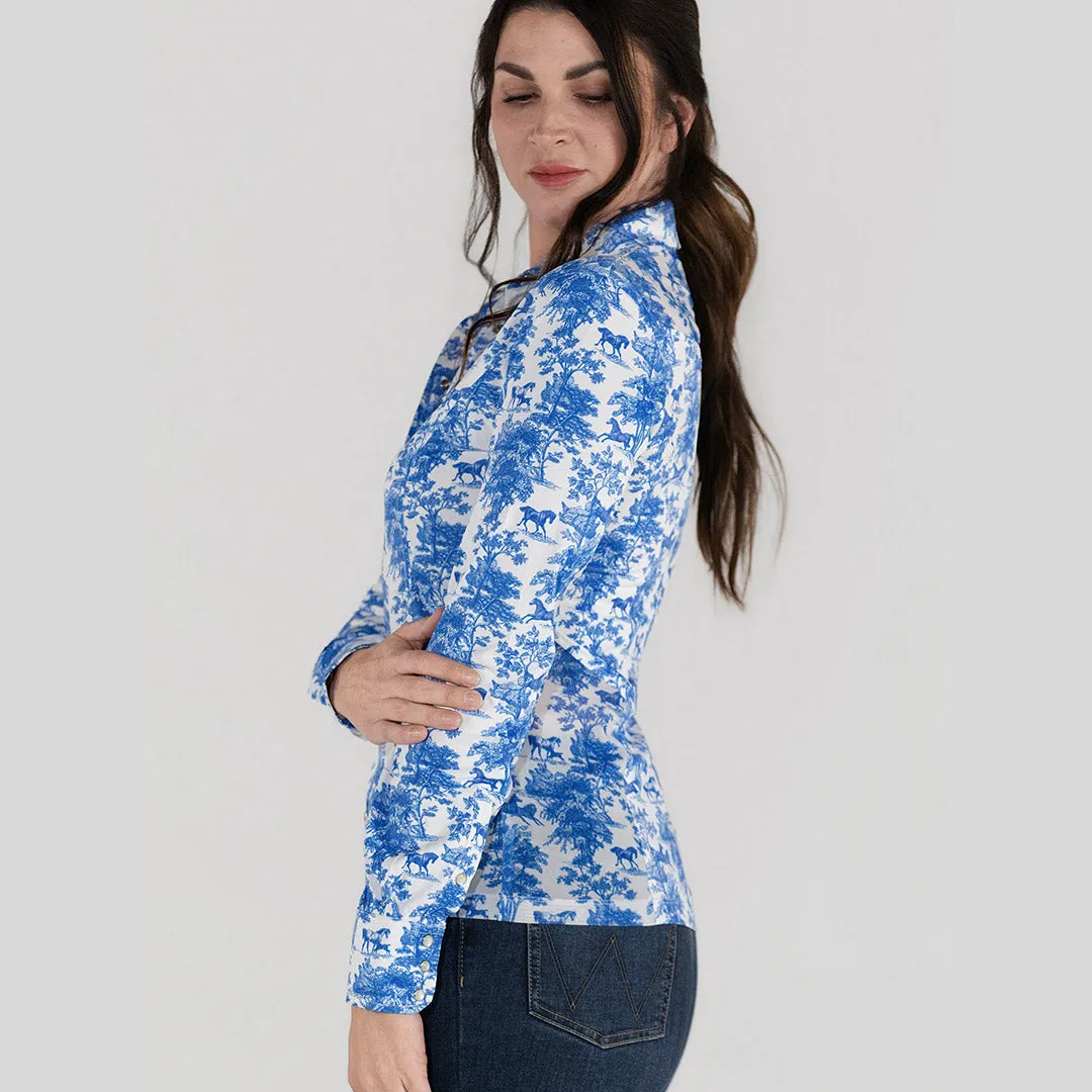 Dapplebay Equestrian Toile western overhemd blauw wit