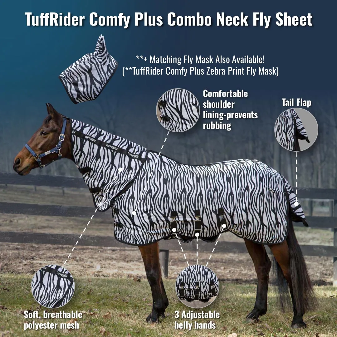 TuffRider Comfy Plus vliegendeken zebra met hals 75