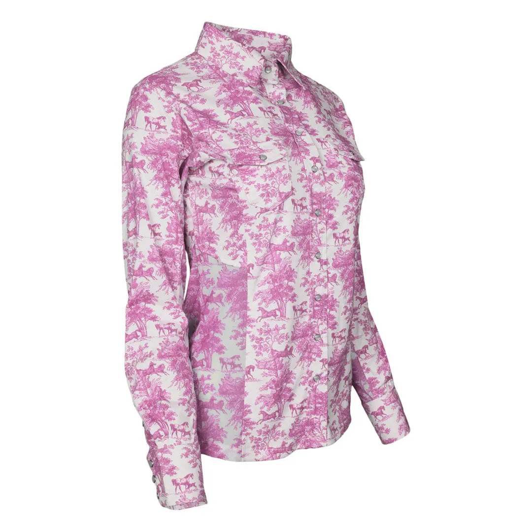 Dapplebay Equestrian Toile western overhemd Rose White stretch