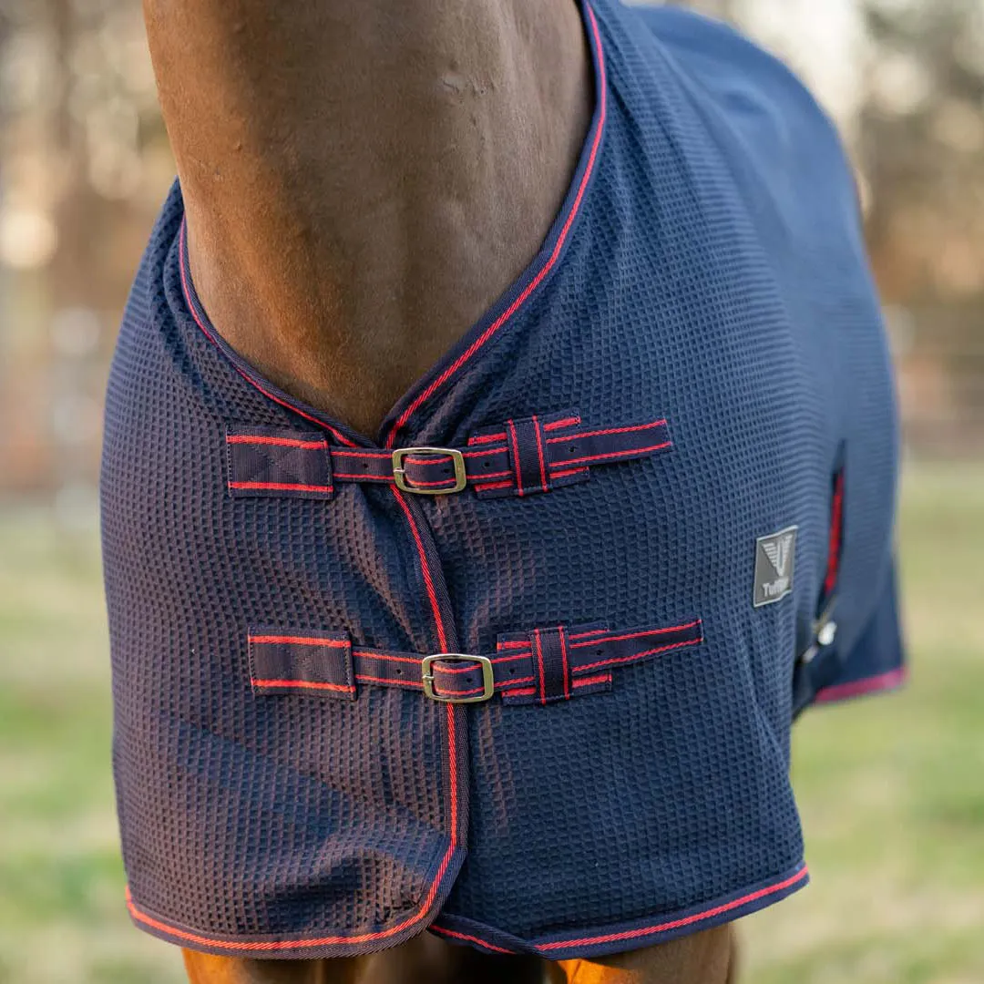 TuffRider Waffle Weave katoenen stalzweetdeken Navy