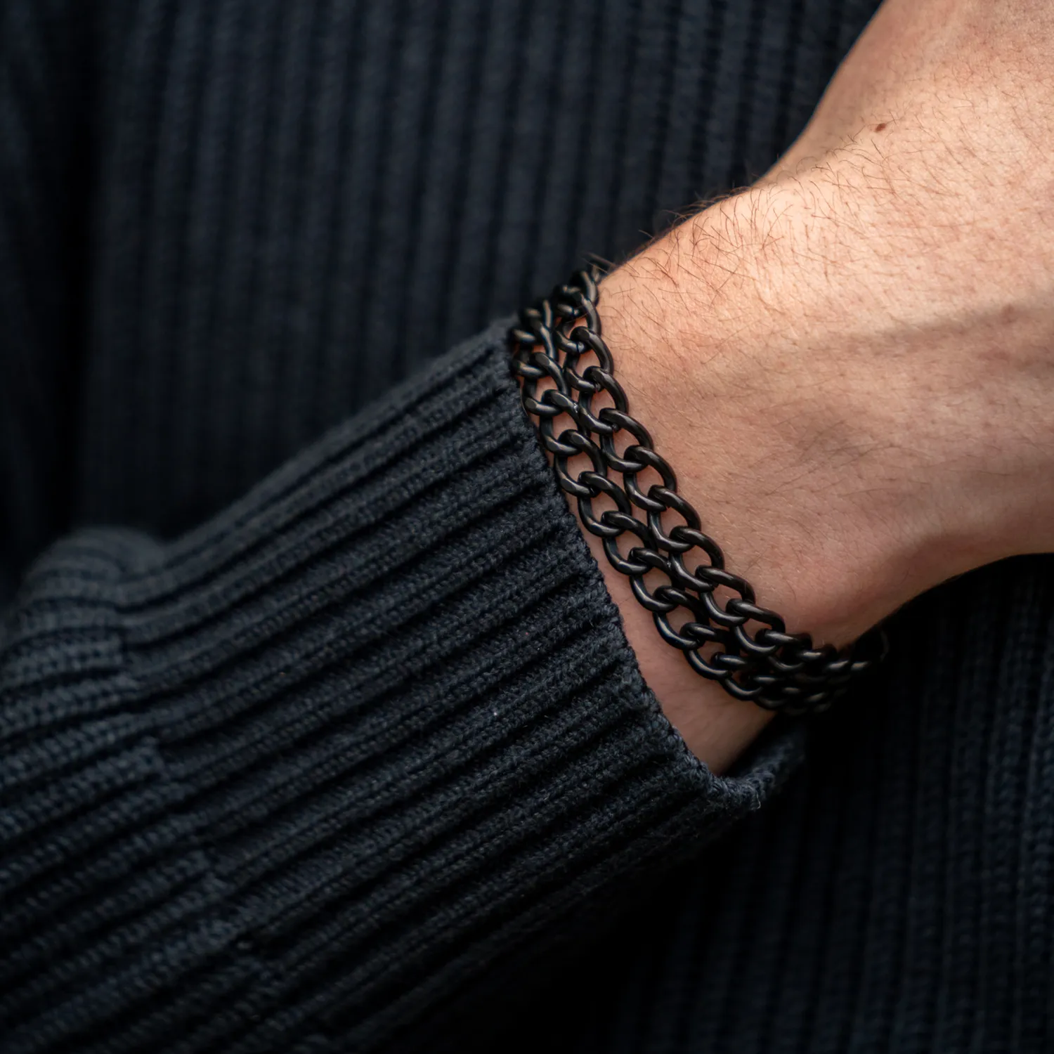 HS Sprenger &ME Armband 2-rijig zwart edelstaal