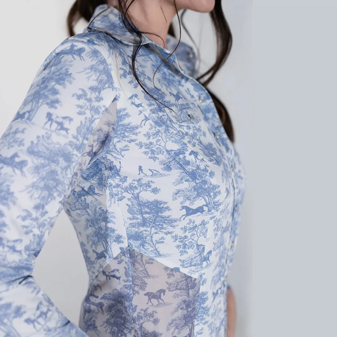 Dapplebay Equestrian Toile western blouse moonrise stretch