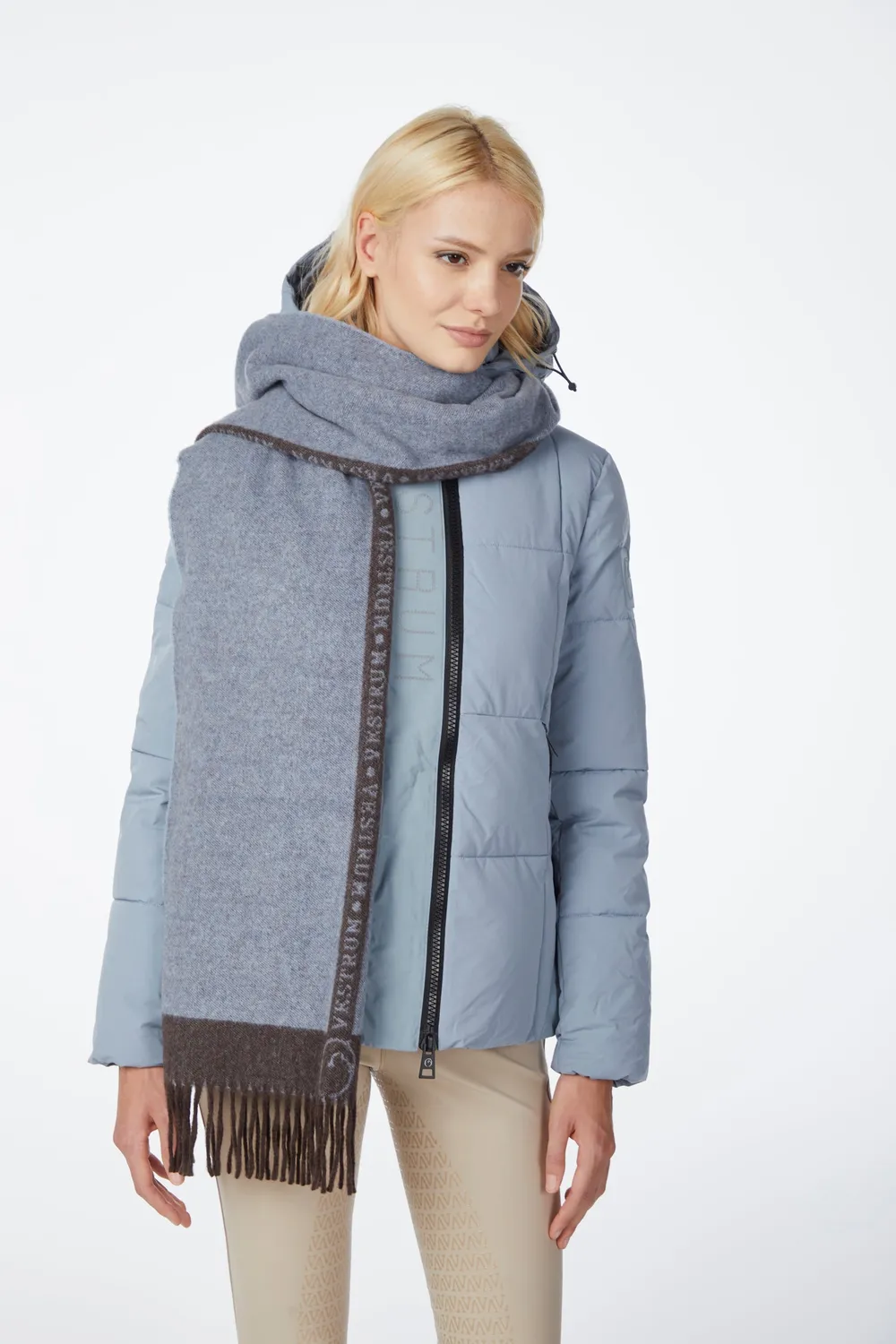 Vestrum Kobe sjaal cashmere olijf gerafeld